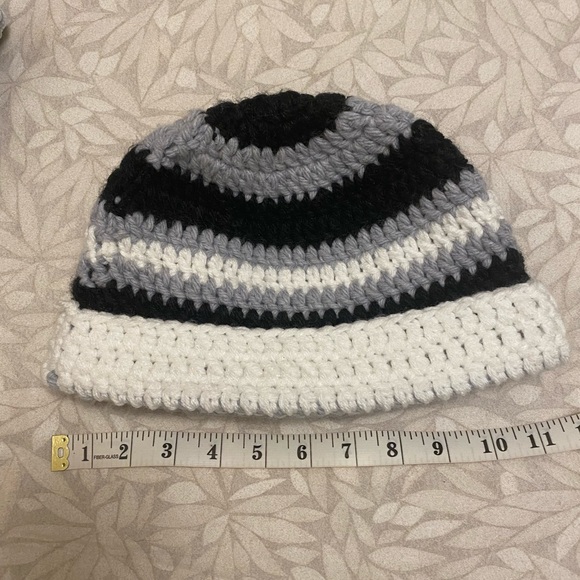 New Hand-crocheted Striped Beanie - Picture 2 of 4